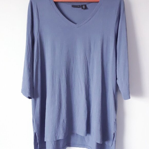 Tahari Soft Gray Blue Top - Picture 2 of 7